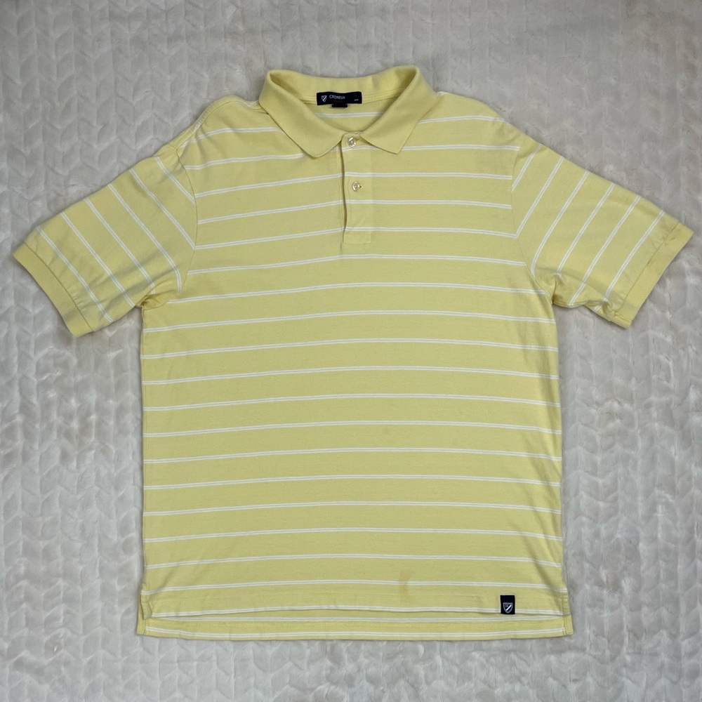 GUC- Daniel Cremieux Polo Shirt- Mens Size Large- Yellow and White Stripes